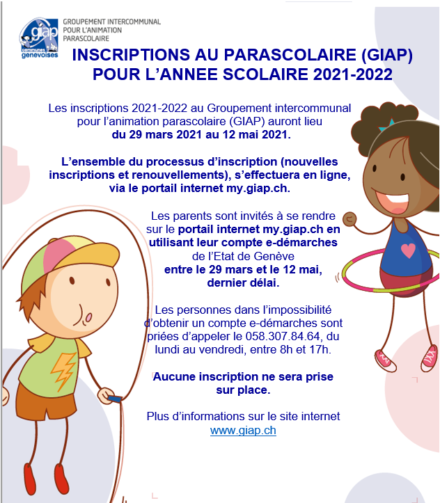 Inscriptions parascolaire 2021